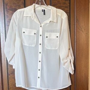 Maurices Cream Button-Up Blouse